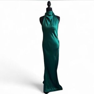 Say Lee Penelope Satin Emerald Backless Dress
